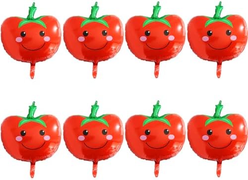 Cartoon Tomato Balloons 8 Pack Red Fruit Party Decorations