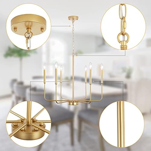 ALISADABOY 6-Light Farmhouse Gold Chandelier