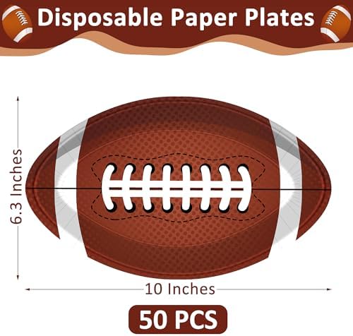 QZYL 50PCS Football Shaped Paper Plates