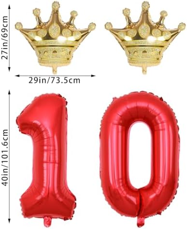 40 Inch Gold Crown Number 10 Balloons Party Decor