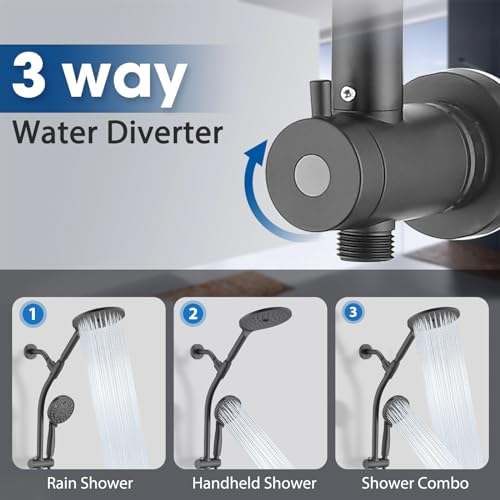 High Pressure Shower Head with Handheld and Slide Bar Combo - Matte Black