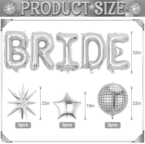 Silver Bride Balloons Decor Set for Bridal Shower