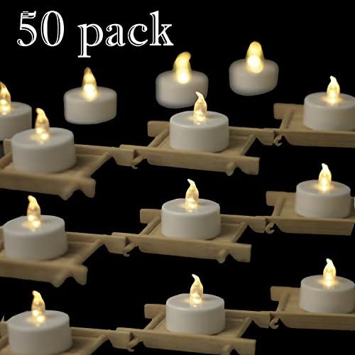Yiwer Flameless Tea Light Candles 50 Pack Warm White LED Flickering