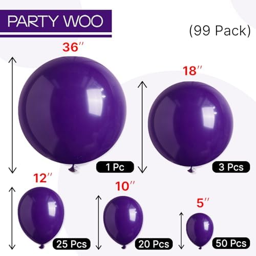 PartyWoo Dark Purple Balloons 99 Pc Arch Garland Decor Kit