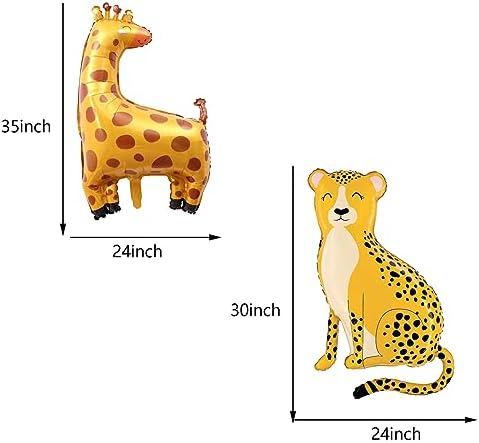 6PCS Jungle Animal Foil Balloons for Kids Party Decorations