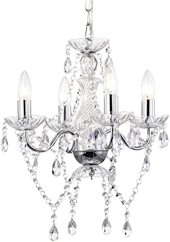 Modern Chrome Chandelier with 4 Crystal Lights