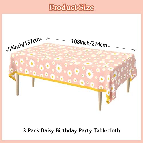 3 Pack Daisy Flower Tablecloths for Birthday Parties