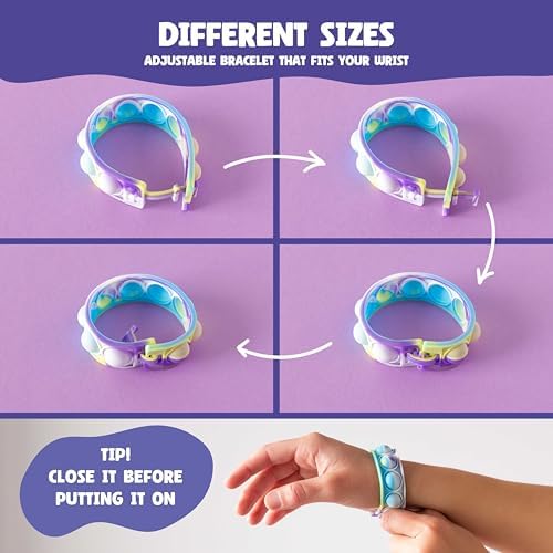 BONNYCO Pop It Bracelets Keychains 30 Pack Kids Party Favors