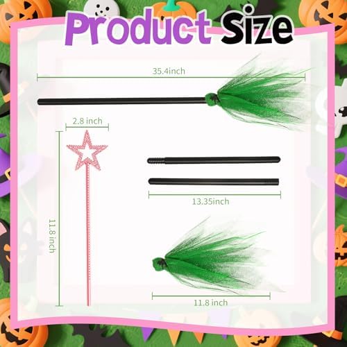 Halloween Witches Broom and Wand Set for Costume Parties