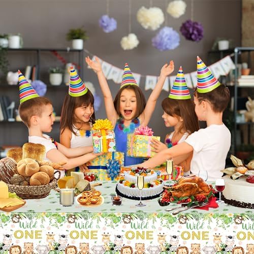 3PCS Wild One Tablecloths for Boys Baby Kids 1st Birthday Party