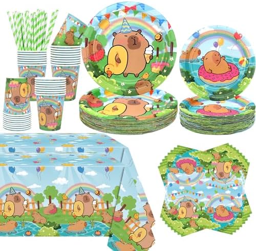 KEFAN Capybara Birthday Party Decorations Plates Set