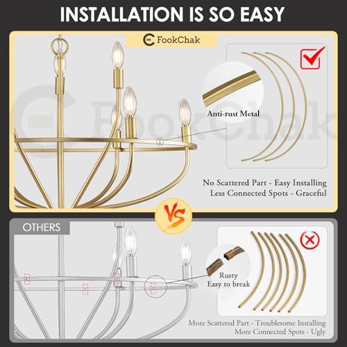 9-light Gold Chandelier Vintage Candle Fixture