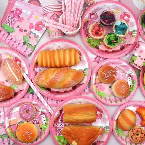 Pink Pig Birthday Party Tableware Set 20