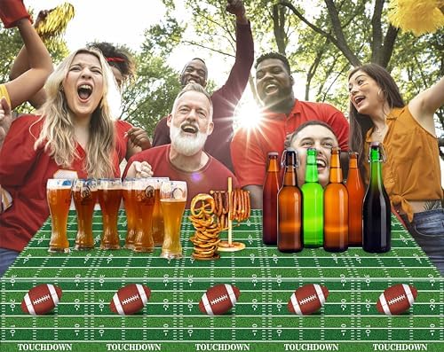 Kesfey 3 Pack Football Tablecloths 54x108 Green Rugby Themed Party Covers
