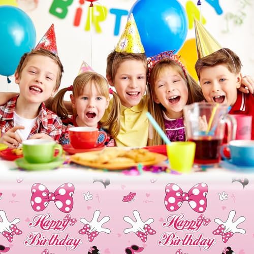 2pcs Pink Mouse Party Tablecloth for Birthday Events