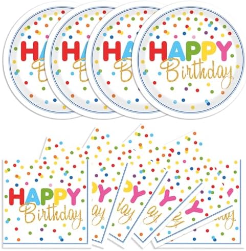 40Pcs Birthday Party Supplies Paper Plates Napkins Set