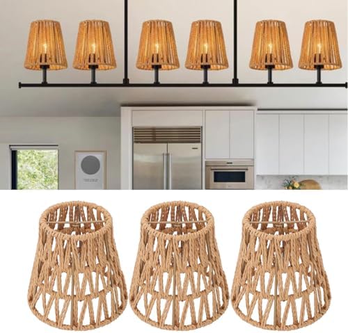3 Pack Rattan Lamp Shades for Boho Decor