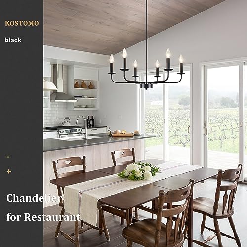 Matte Black 6-Light Chandelier for Bedroom and Living Room