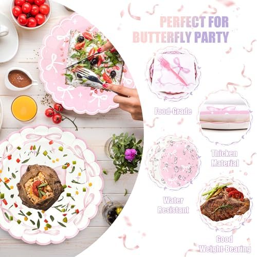 CANREVEL Bow Plates and Forks Set for 24 Guests