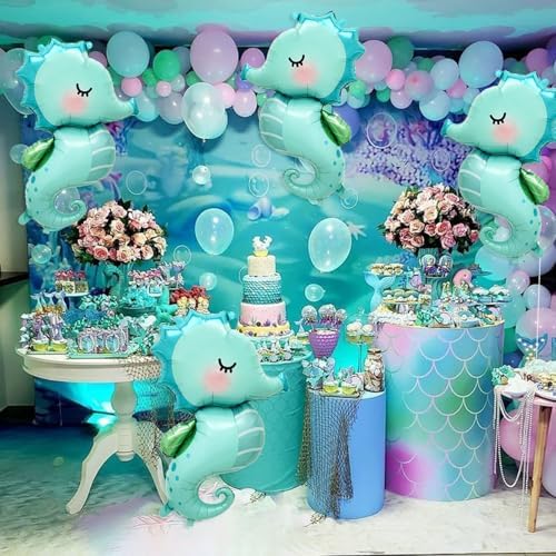 4PCS Large Seahorse Balloons Ocean Birthday Decorations