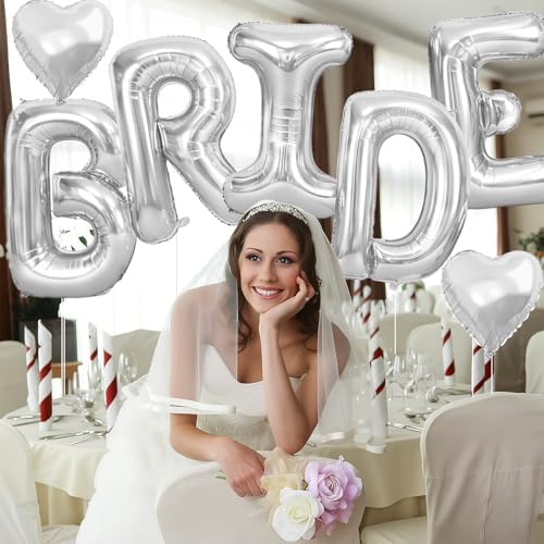 40 Inch Silver BRIDE Letter Balloons Set