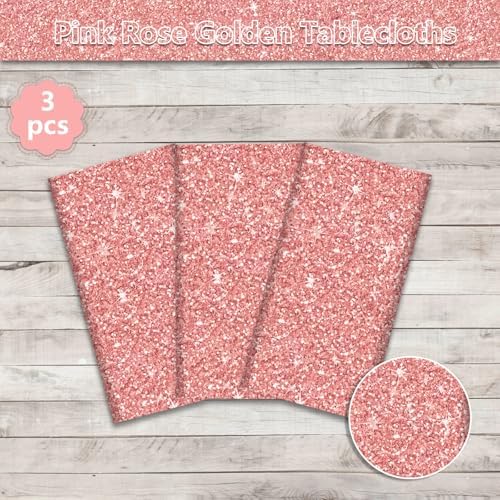 3 Pack Pink Rose Gold Tablecloths for Round Tables