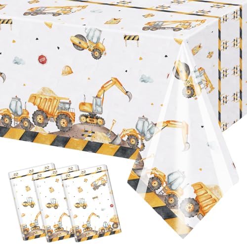 3PCS Truck Themed Birthday Tablecloths for Kids Parties