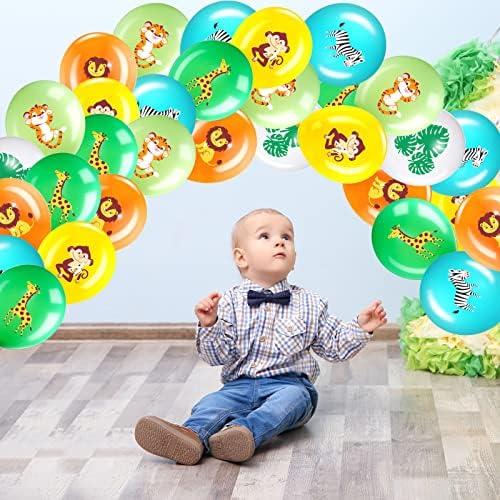 Zomiboo 36 Pcs Jungle Safari Balloons Animal Theme Decorations
