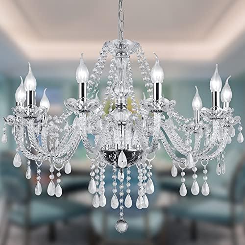 Panghuhu88 10 Light Crystal Chandelier Modern Elegant Pendant Ceiling Fixture