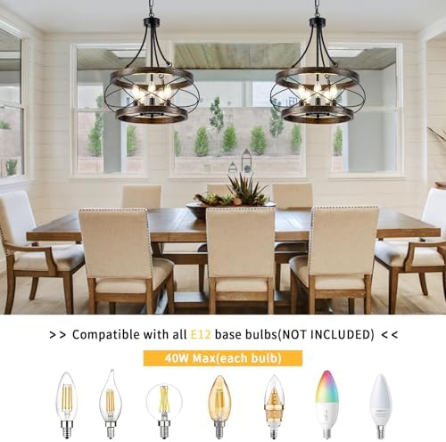 5-Light Farmhouse Chandelier 1772 Inch Bronze Drum Pendant Light