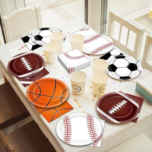 96 Pcs Sports Themed Party Plates Napkins Set