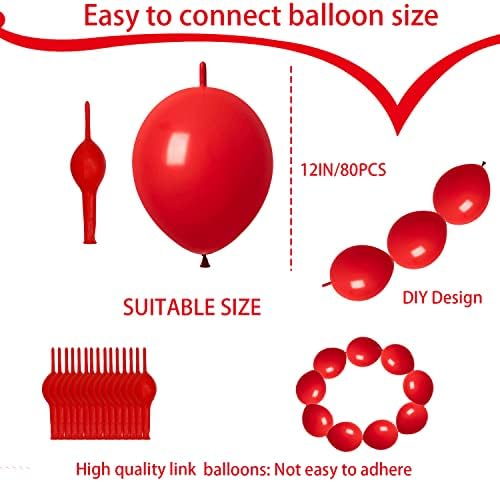 ADIDO EVA Red 12 Inch Link Balloons 80 Pcs