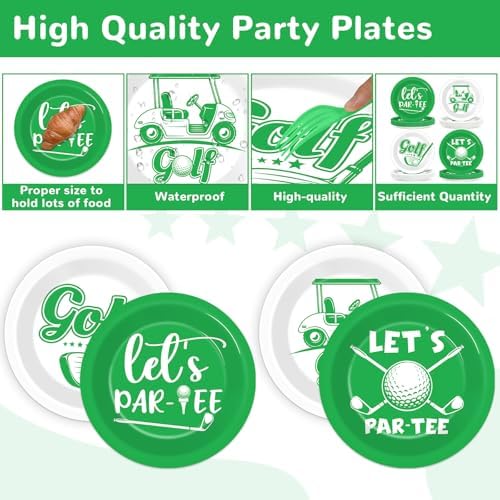 48Pcs Golf Themed Paper Plates for Birthday Parties