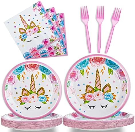 96 Pcs Horned Horse Birthday Party Tableware Set