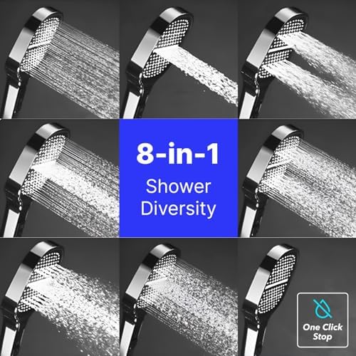 Maas Bath 8-in-1 Chrome Handheld Shower Head
