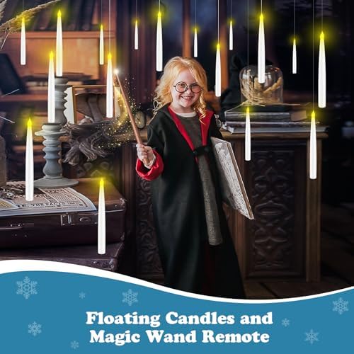 Halloween Decor Floating Candles with Wand Remote