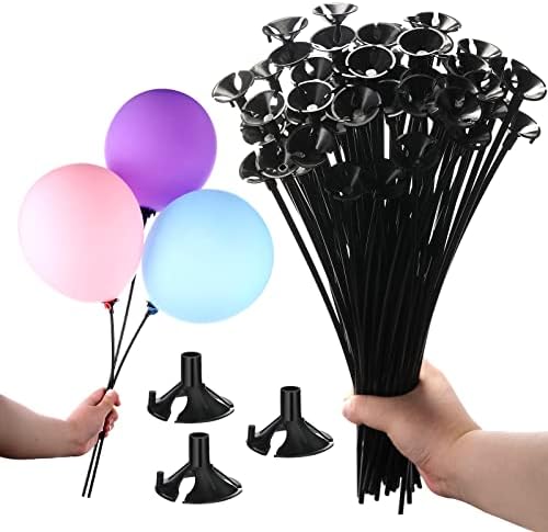 Chivao 300 Pcs Black Balloon Stick with Cup