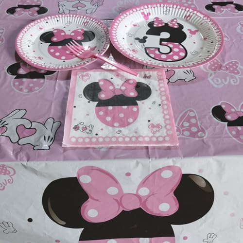 Letromp 80 Pcs Pink Wild Three Party Tableware Plates Forks