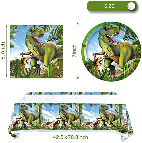 OULUN Tyrannosaurus Rex Party Plates Set 20 Plates 20 Napkins Tablecloth