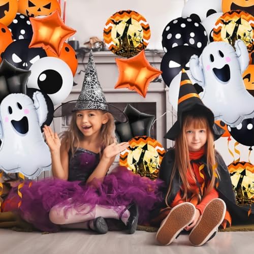 Ghost Balloons Orange Black Star Halloween Decorations