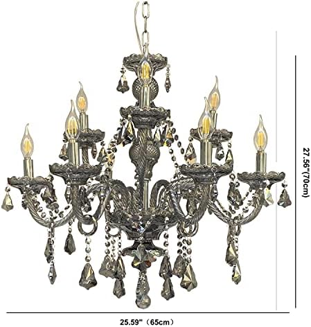 Uboxin Luxury Crystal Chandelier Smoke Gray 9-Light