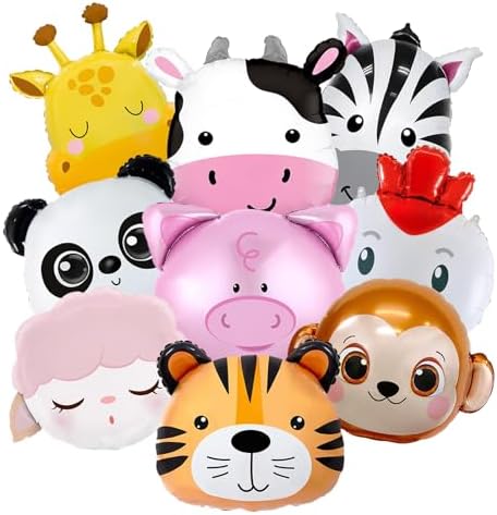 9pcs Farm Animal Foil Balloons for Parties