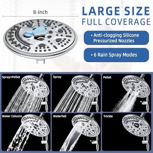 Dual Shower Head with 9 Spray Modes and 3-Way Diverter