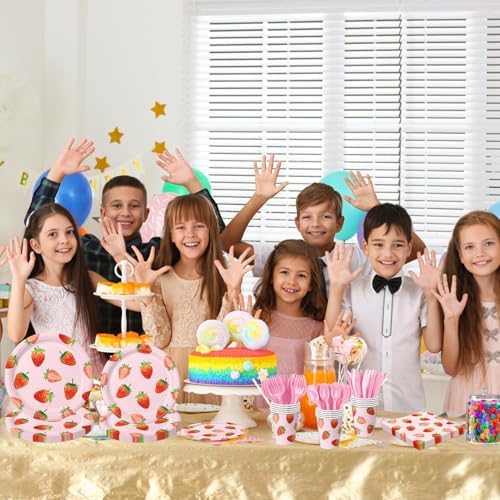 168 Pcs Strawberry Birthday Decorations Set