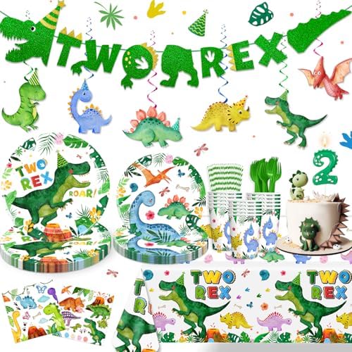 Two Rex Birthday Decorations Boy with Number Candles
