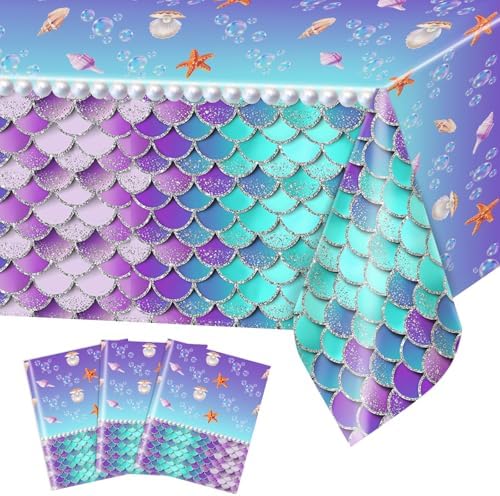Avezano 3 Pcs Mermaid Tablecloths Silver