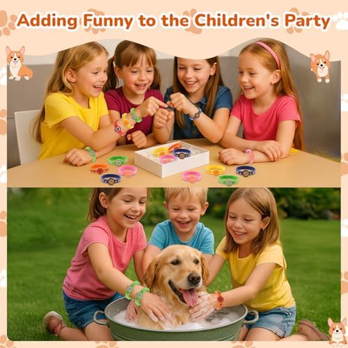 24 Pcs Dog Paw Silicone Wristbands for Birthday Party Favors