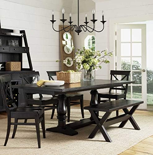 Modern Farmhouse Black Chandelier 6 Light Chain Design