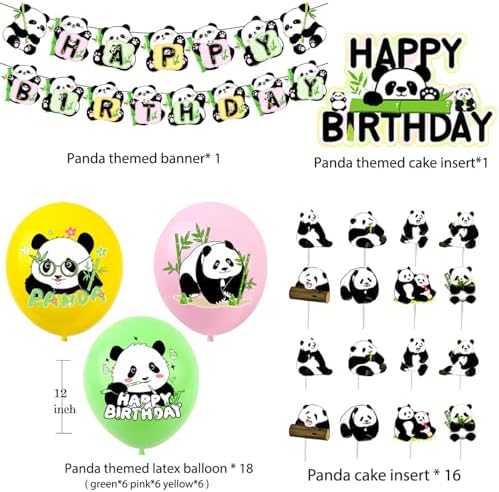 ADILAIDUN 36 Piece Panda Party Decor Set