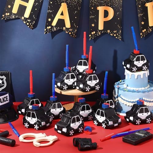 Tanlade 24 Piece Police Car Cups with Straws